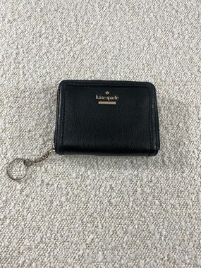kate spade Black Leather Keyring Card Wallet with Gold Logo